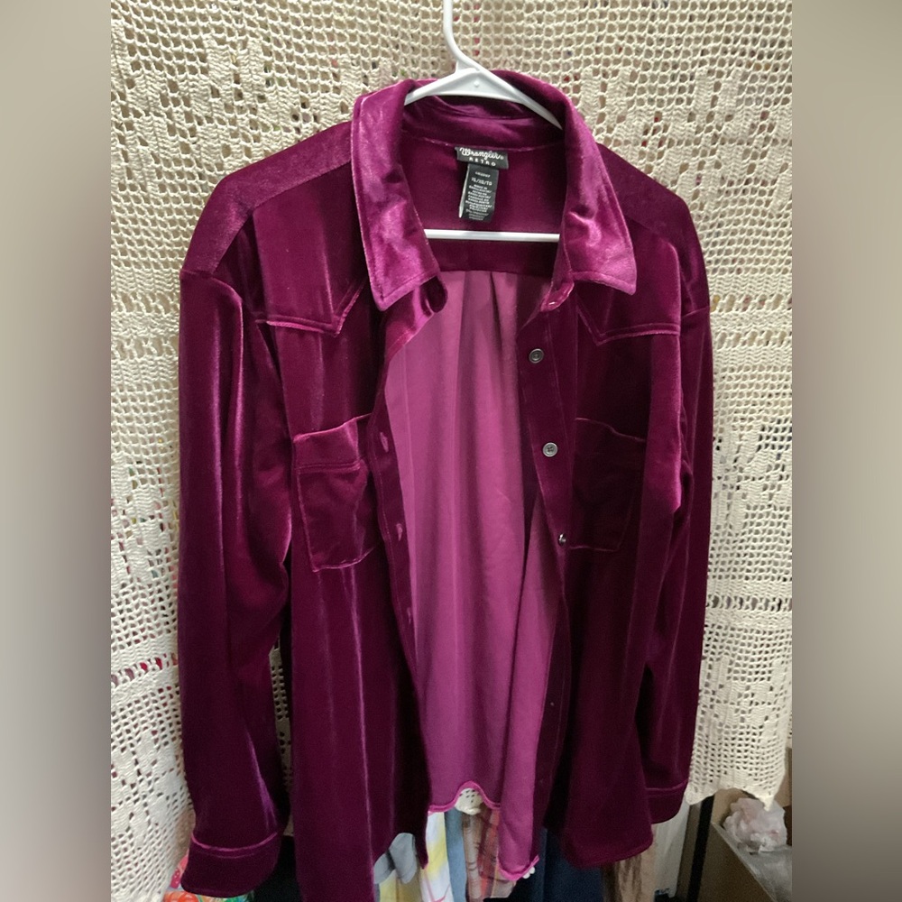 Wrangler Retro Velour Velvet Western shirt Boyfriend Shirt XL
